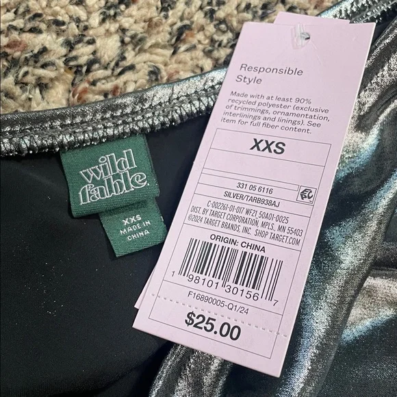 🆕Wild Fable Metallic Shimmer Liquid Party Silver Maxi Pull On Stretch Skirt NWT - Picture 6 of 6